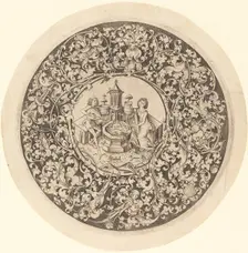 Circular Ornament with Musicians Playing near a Well, c. 1495/1503. Creator: Israhel van Meckenem