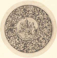 Circular Ornament with Musicians Playing near a Well, c. 1495/1503. Creator: Israhel van Meckenem