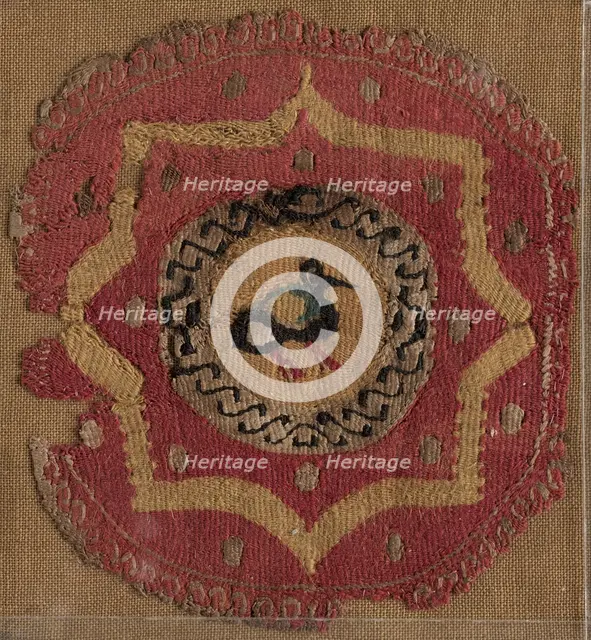 Circular Segmentum with Eight-Pointed Star and Bird, 600s - 700s. Creator: Unknown.