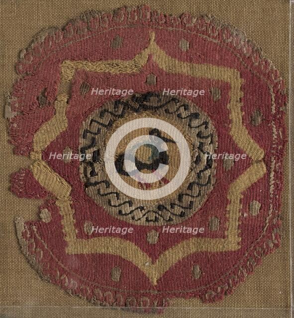 Circular Segmentum with Eight-Pointed Star and Bird, 600s - 700s. Creator: Unknown.
