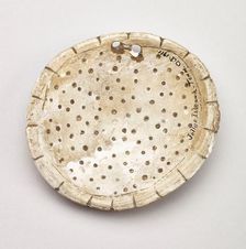Circular shell gorget with scalloped edges, 1200-1500. Creator: Unknown