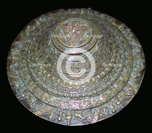 Circular plaque from Nepal with dancing figure, probably Chamunda. Artist: Unknown