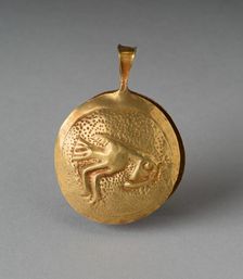 Circular Tweezers with Bird in Relief Against a Stippled Background, Probably A.D. 1000/1400. Creator: Unknown