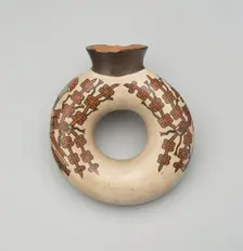 Circular Vessel Depicting Figures Holding Ceremonial Staffs, 180 B.C./A.D. 500. Creator: Unknown