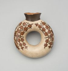 Circular Vessel Depicting Figures Holding Ceremonial Staffs, 180 B.C./A.D. 500. Creator: Unknown