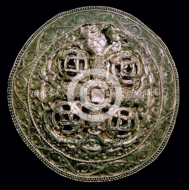 Circular Viking gold brooch from Denmark, 9th century. Artist: Unknown