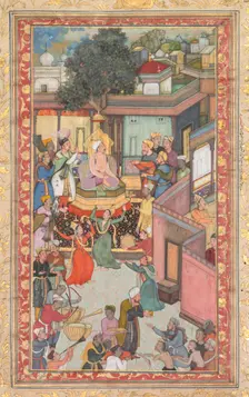 Circumcision ceremony for Akbar’s sons, painting 126 from an Akbar-nama (Book of Akbar)…, c. 1602-3. Creator: Dharam Das (Indian, active c. 1580-1605), attributed to