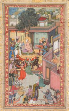 Circumcision ceremony for Akbar’s sons, painting 126 from an Akbar-nama (Book of Akbar)…, c. 1602-3. Creator: Dharam Das (Indian, active c. 1580-1605), attributed to