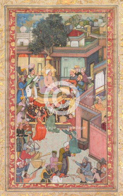 Circumcision ceremony for Akbar’s sons, painting 126 from an Akbar-nama (Book of Akbar)…, c. 1602-3. Creator: Dharam Das (Indian, active c. 1580-1605), attributed to.
