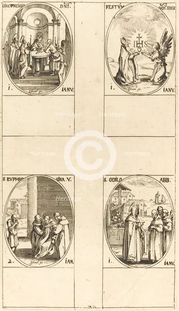 Circumcision; Festival of Name of Christ; St. Odilo; St. Euphrosyna. Creator: Jacques Callot.
