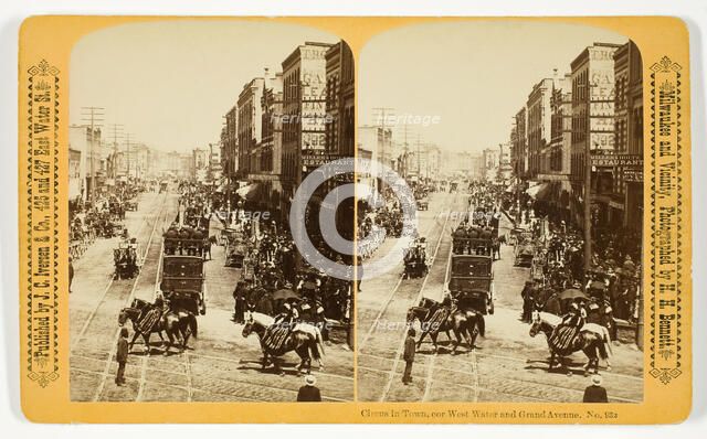 Circus in Town, cor West Water and Grand Avenue, 1880/89. Creator: Henry Hamilton Bennett.