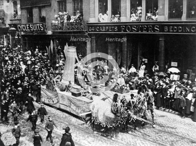 Circus procession, Long Row West, Nottingham, Nottinghamshire, c1895. Creator: AW Bird.
