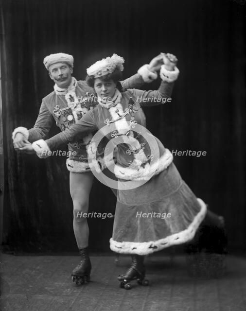 Circus roller-skating artists, Landskrona, Sweden, 1910. Artist: Unknown