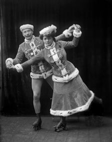 Circus roller-skating artists, Landskrona, Sweden, 1910. Creator: Unknown