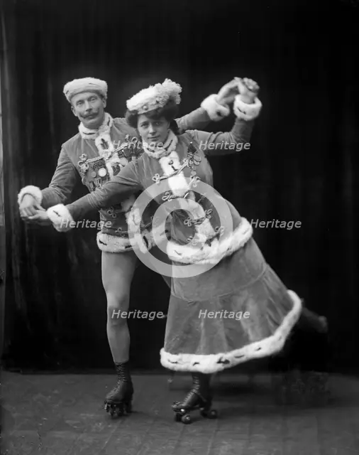 Circus roller-skating artists, Landskrona, Sweden, 1910. Creator: Unknown.
