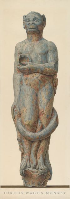 Circus Wagon Monkey, c. 1939. Creator: John Matulis