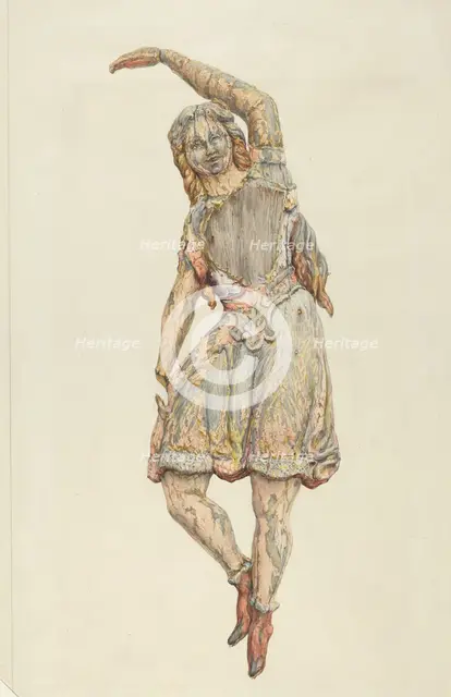 Circus wagon figure: dancing girl, probably 1938. Creator: Katharine Merrill.