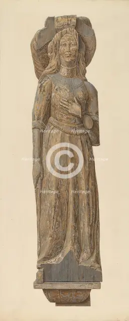 Circus wagon figure: medieval lady, 1940. Creator: John Matulis.