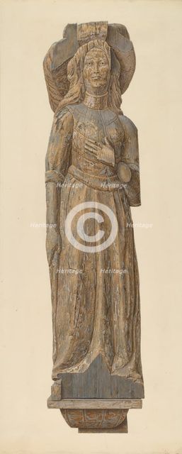Circus wagon figure: medieval lady, 1940. Creator: John Matulis.