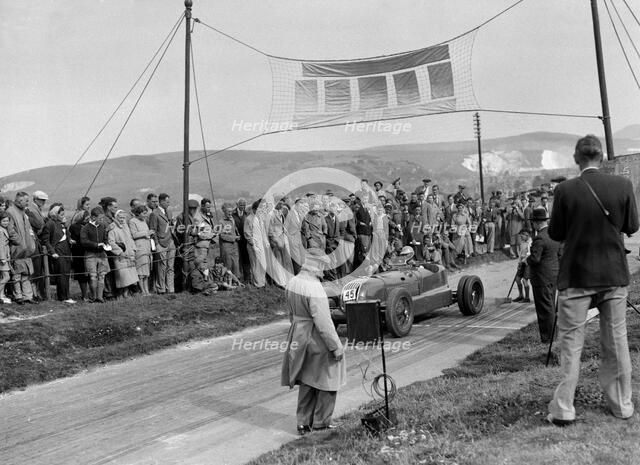 CK Mortimer's Alta with twin rear wheels on the start line at the Lewes Speed Trials, Sussex, 1938. Artist: Bill Brunell.