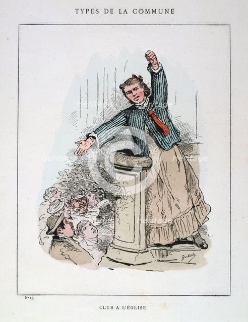 'Club a l'Eglise', Paris Commune, 1871.  Artist: Anon