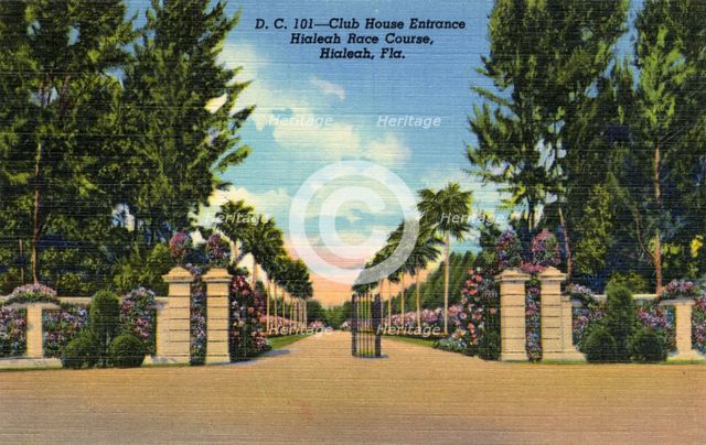 Club house entrance, Hialeah Park Race Course, Miami, Florida, USA, 1938. Artist: Unknown