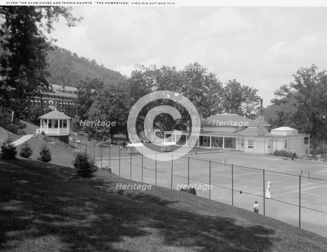 Clubhouse and tennis courts, the Homestead, Virginia Hot Springs, between 1900 and 1920. Creator: Unknown.