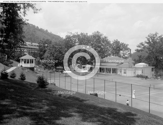 Clubhouse and tennis courts, the Homestead, Virginia Hot Springs, between 1900 and 1920. Creator: Unknown.