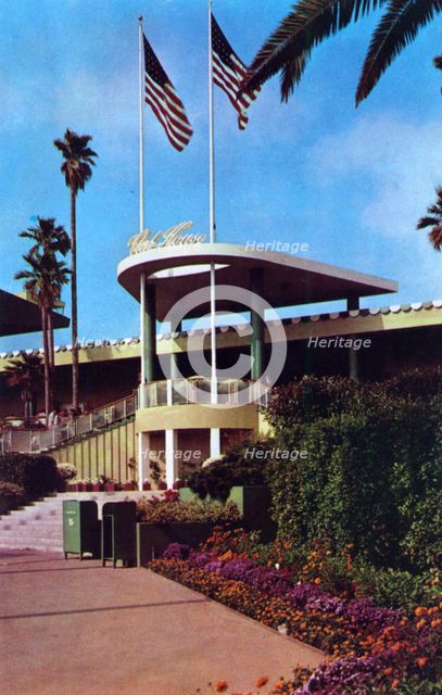 Clubhouse entrance, Hollywood Park Racetrack, Inglewood, Los Angeles, California, USA, 1953. Artist: Unknown