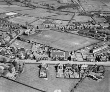 Clutsom and Kemp Ltd elastic factory and adjacent playing field, Ibstock, Leicestershire, 1946. Artist: Aerofilms
