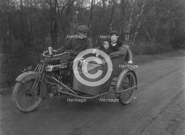 Clyno motorcycle and sidecar Artist: Bill Brunell.