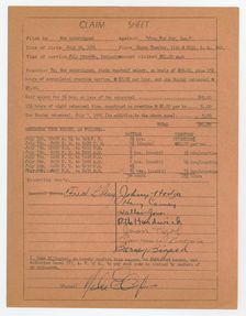 Claim sheet for unpaid salary for orchestra musicians, 1941. Creator: Unknown