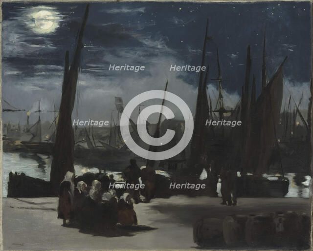 Clair de lune sur le port de Boulogne (Moonlight at the Port of Boulogne), 1869. Creator: Manet, Édouard (1832-1883).