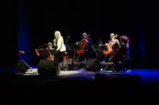 Claire Martin with the Montpellier Cello Quartet, De La Warr Pavilion, East Sussex, 2013. Artist: Brian O'Connor