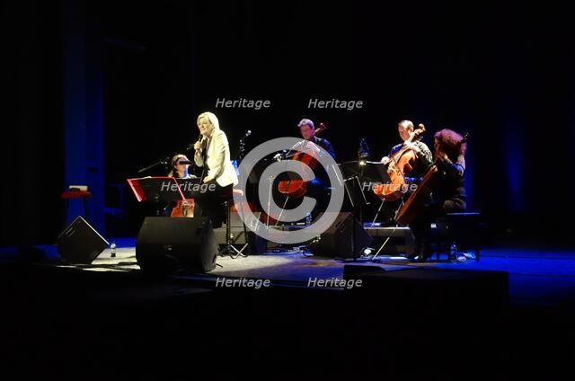 Claire Martin with the Montpellier Cello Quartet, De La Warr Pavilion,  East Sussex, 2013. Artist: Brian O'Connor