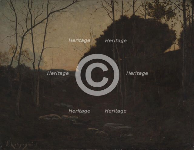 Clairière en forêt, Fontainebleau, c.1866. Creator: Henri-Joseph Harpignies.