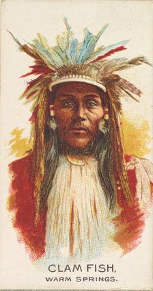 Clam Fish, Warm Springs, from the American Indian Chiefs series (N2) for Allen & Ginter Ci..., 1888. Creator: Allen & Ginter