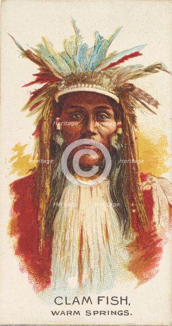 Clam Fish, Warm Springs, from the American Indian Chiefs series (N2) for Allen & Ginter Ci..., 1888. Creator: Allen & Ginter.