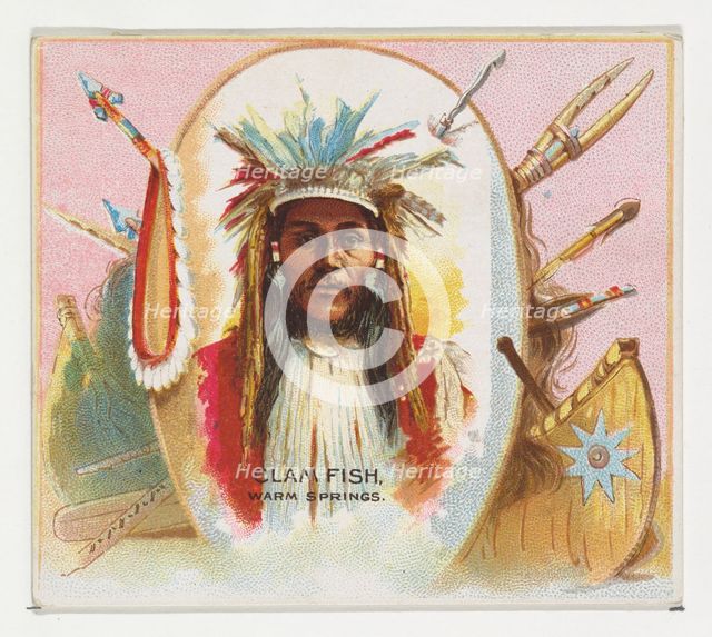 Clam Fish, Warm Springs, from the American Indian Chiefs series (N36) for Allen & Ginter C..., 1888. Creator: Allen & Ginter.