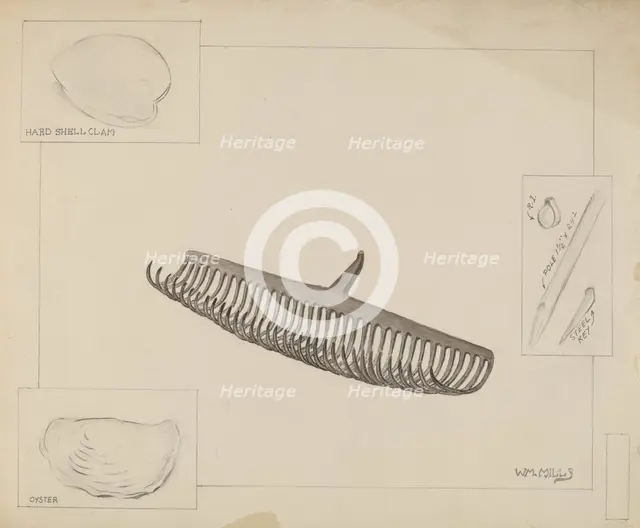 Clam Rake, c. 1936. Creator: William Mills.
