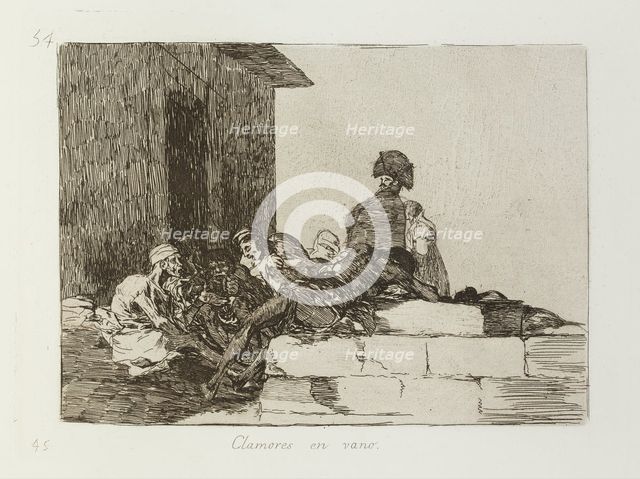 Clamores en vano.; Los Desastres de la Guerra, Madrid 1863. Creator: Francisco Goya.