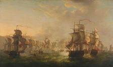 Clash of the Dutch and British Fleets during the Passage of the Dutch Flotilla to Boulogne (1804), 1 Creator: Martinus Schouman