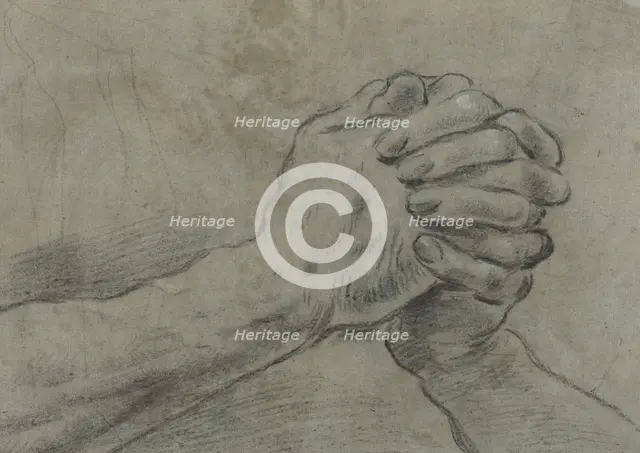 Clasped Hands [verso], c. 1612. Creator: Giacomo Cavedone.