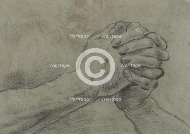 Clasped Hands [verso], c. 1612. Creator: Giacomo Cavedone.