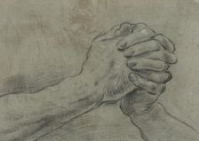 Clasped Hands [verso], c. 1612. Creator: Giacomo Cavedone