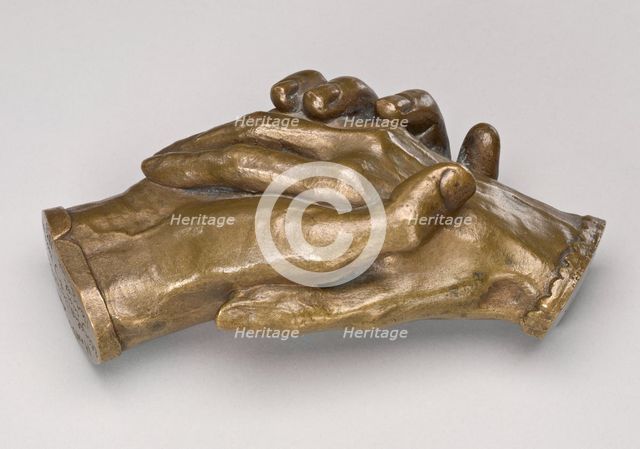 Clasped Hands of Robert Browning and Elizabeth Barrett Browning, model 1853. Creator: Harriet Goodhue Hosmer.