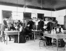Class in capillary physics at Hampton Institute, Hampton, Virginia, 1899 and 1900. Creator: Frances Benjamin Johnston