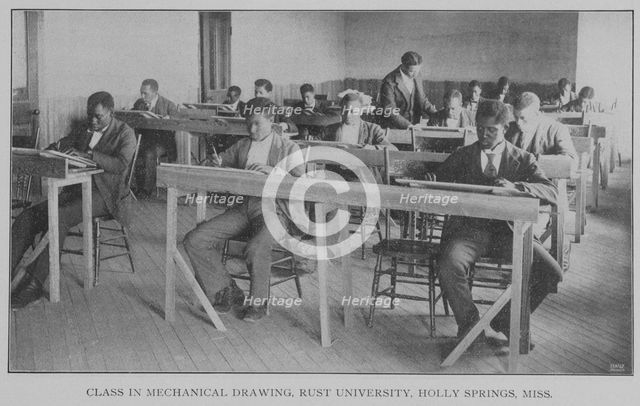 Class in mechanical drawing, Rust University, Holly Springs, Miss., 1902. Creator: Unknown.