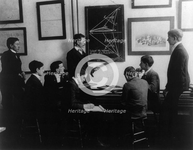 Class in solid geometery, Manual Training, (1899?). Creator: Frances Benjamin Johnston.