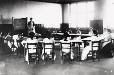 Class in the girl’s day continuation school, Rowntrees, York, Yorkshire, 1910